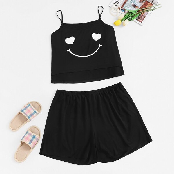 

Plus Cartoon Print Pajama Set