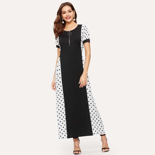 

Polka Dot Half Zip Longline Dress