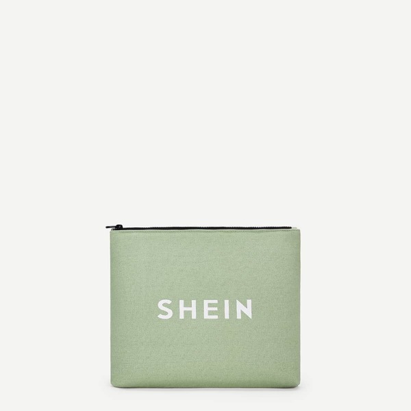 

SHEIN Logo Makeup Bag, Green