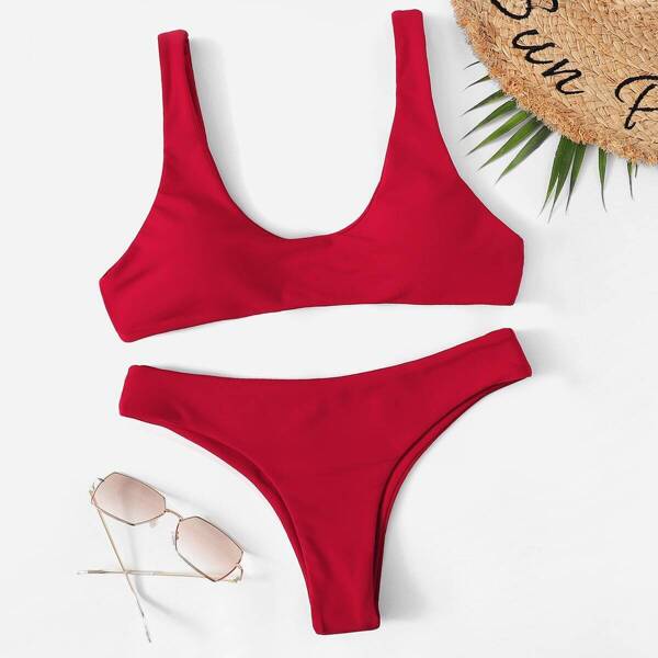 

Scoop Neck Top With Cheeky Bikini Set
