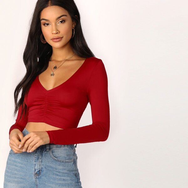 

Ruched Front Plunging Crop Tee