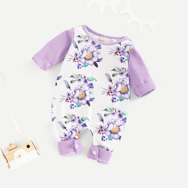 

Toddler Girls Floral Print Button Jumpsuit