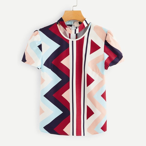 

Choker Neck Chevron Top