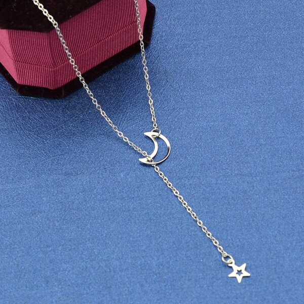 

Silver Crescent Y-Shaped Necklace