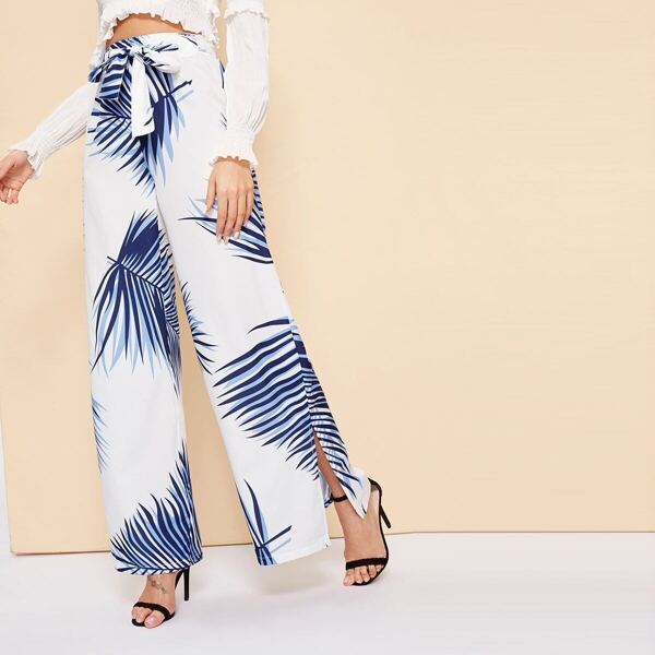 

Plants Print Wide Leg Pants