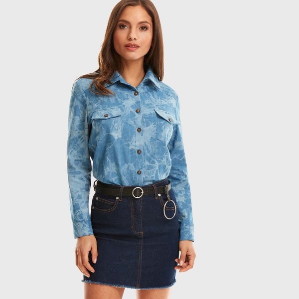 

Button Front Tie Dye Utility Shirt