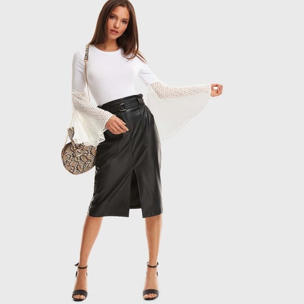 

Eyelet Embroidered Exaggerate Bell Sleeve Bodysuit