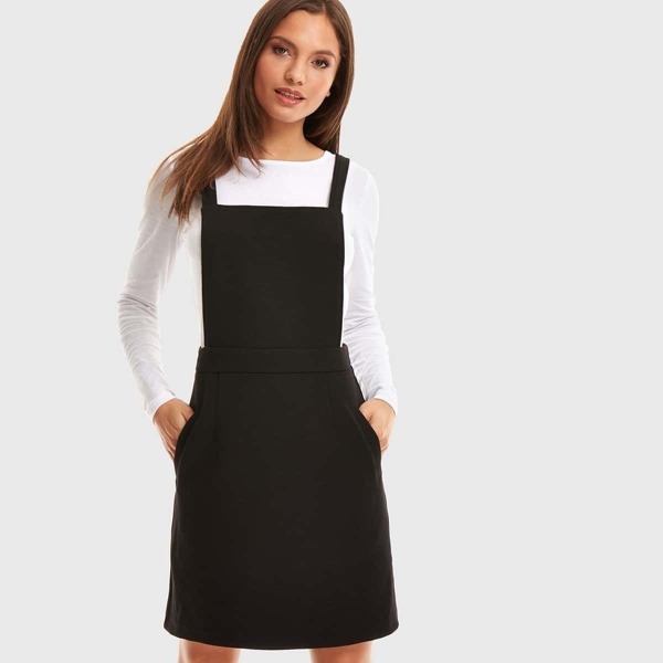 

Pocket Side Solid Pinafore Dress