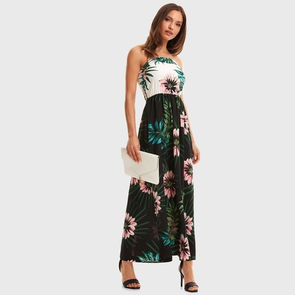 

Tropical Print Tube Dress