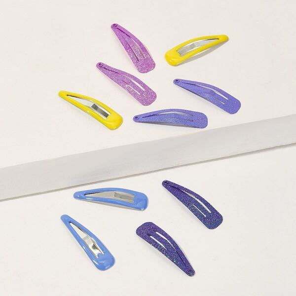 

Girls Plain & Glitter Hairpin Set 5pairs
