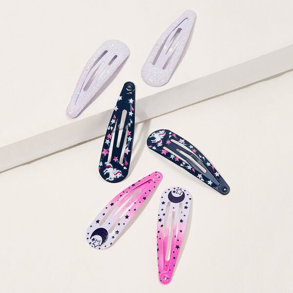 

Girls Star Pattern Glitter Hair Clip 6pack, Multicolor
