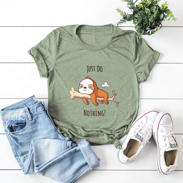 

Letter And Cartoon Graphic Tee, Army green