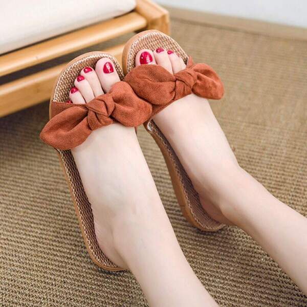 

Bow Decor Open Toe Sliders