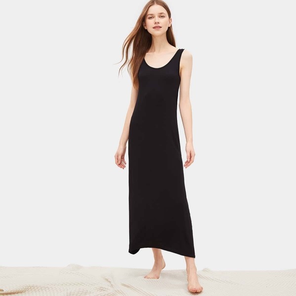 

longline Tank Dress, Black