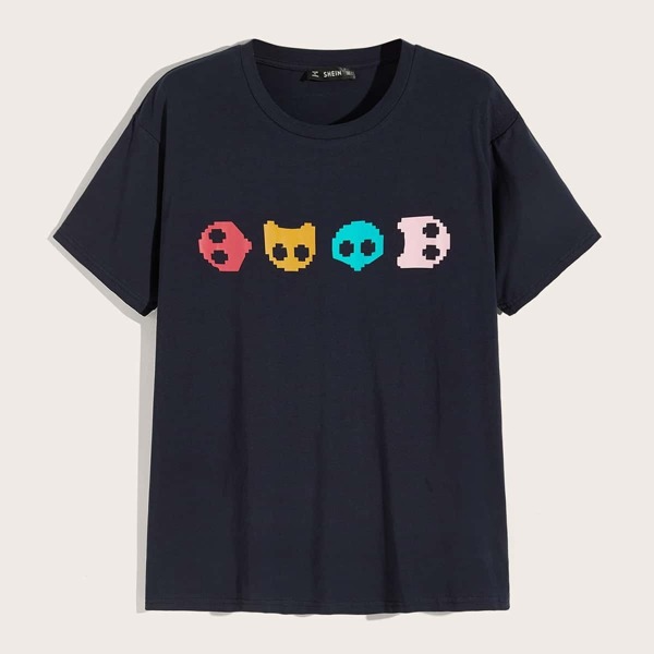 

Men Cartoon Print Round Neck Tee