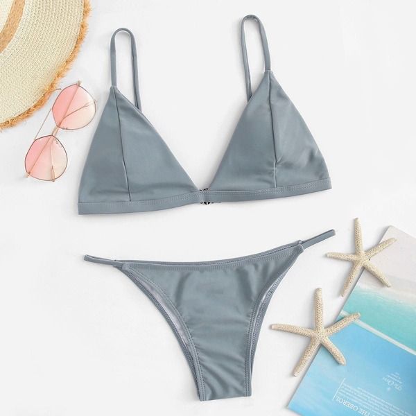 

Triangle Seam Top With Tanga Bikini Set