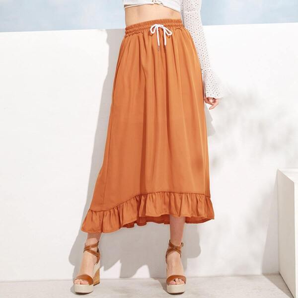 

Ruffle Hem Drawstring Waist Skirt