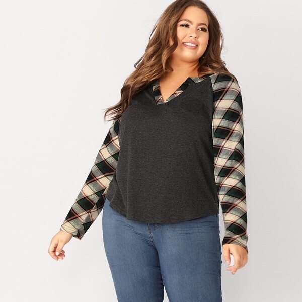 

Plus Tartan Raglan Sleeve Top