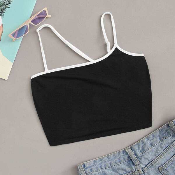 

Asymmetrical Neck Crop Top