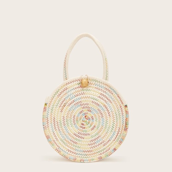 

Ball Decor Weave Round Satchel Bag