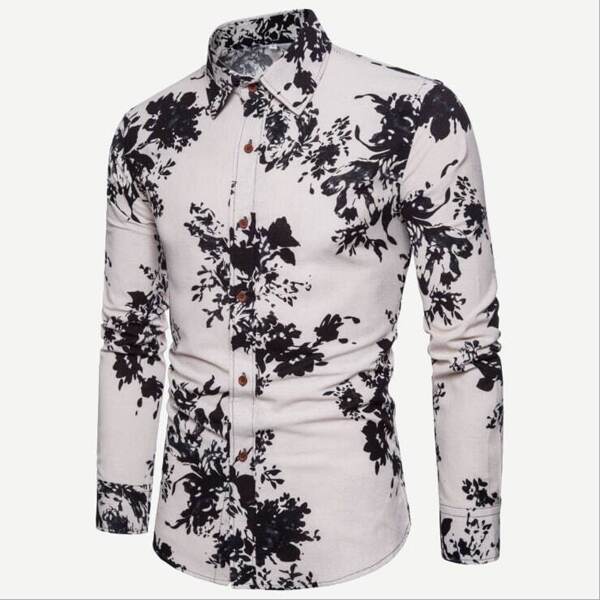 

Men Floral Print Shirt, White