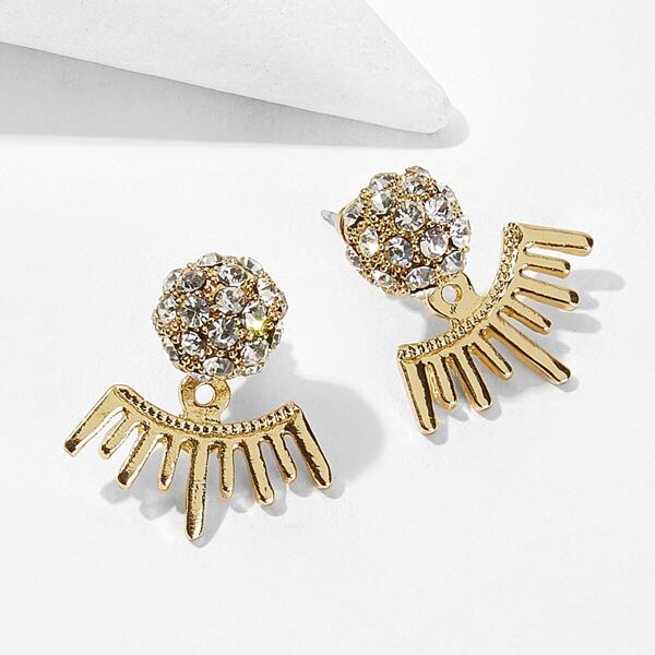 

Bar Detail Rhinestone Swing Stud Earrings 1pair