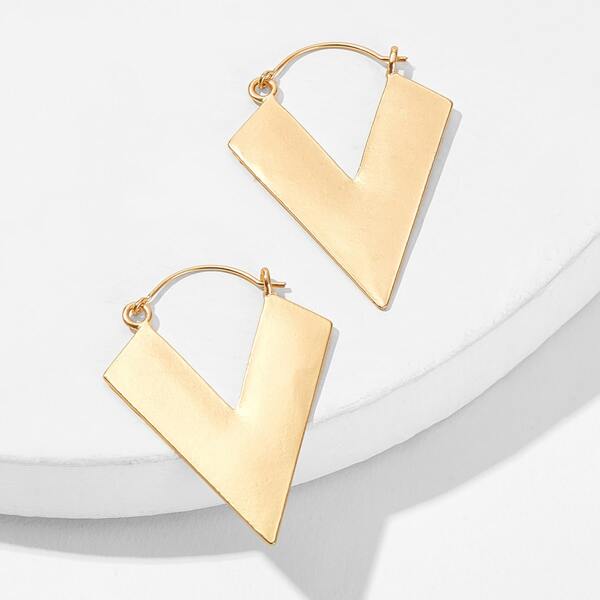 

Triangle Shaped Drop Earrings 1pair, Gold