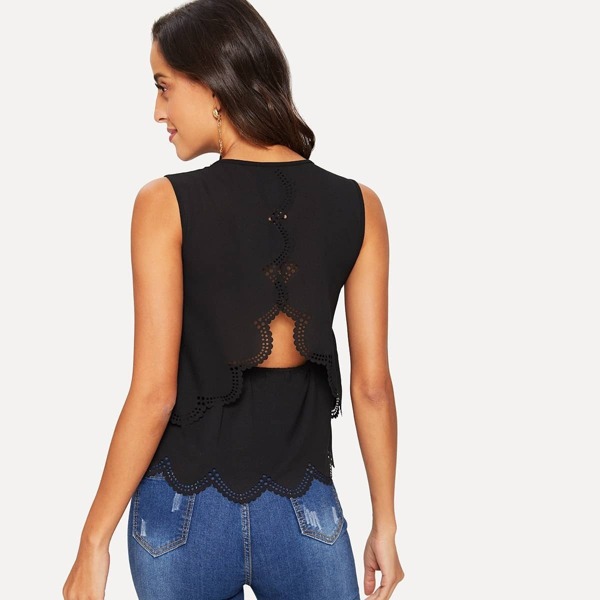 

Laser Cut Tulip Hem Top