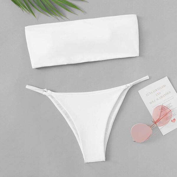 

Plus Bandeau With Tanga Cheeky Bikini, White