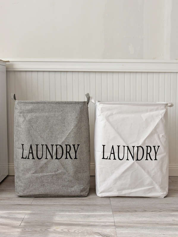 

Slogan Print Laundry Storage Basket 1pc, Multicolor