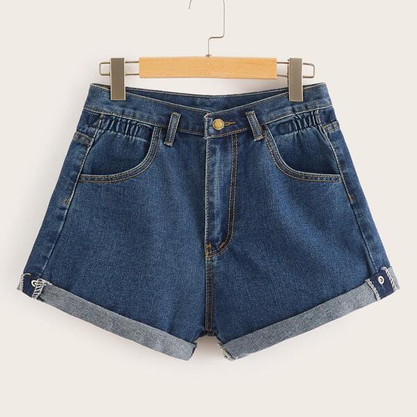 

Rolled Up Hem Denim Shorts