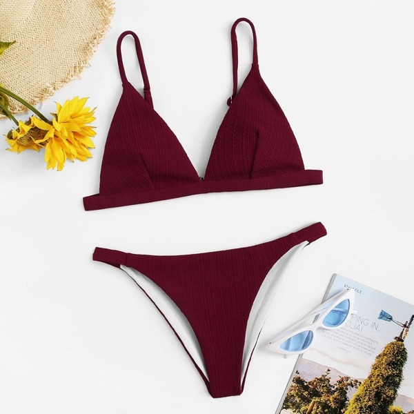 

Ribbed Triangle Top With Tanga Bikini