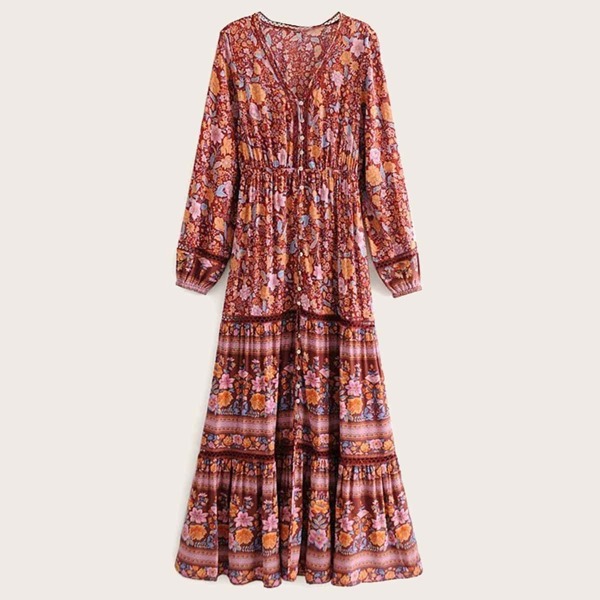 

Button Through Ditsy Floral Maxi Dress, Multicolor
