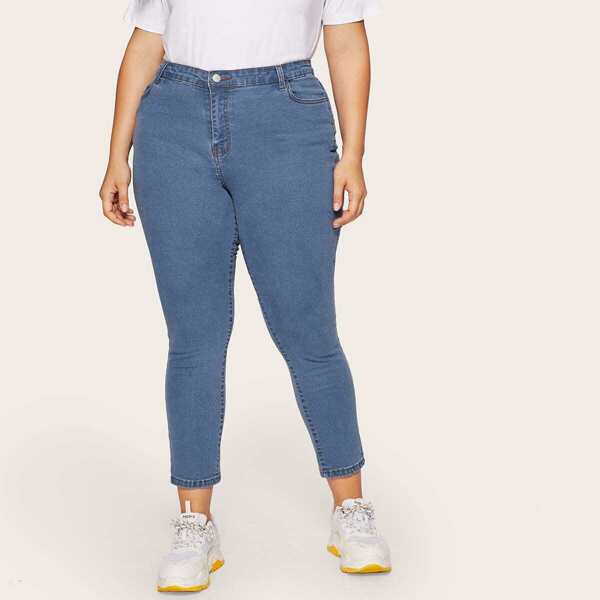 

Plus Solid Ankle Jeggings, Navy blue