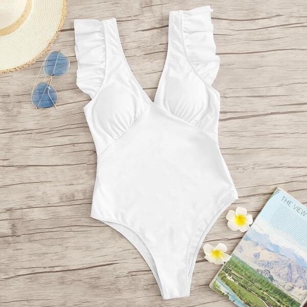 

V-Plunge Ruffle One Piece Swimsuit