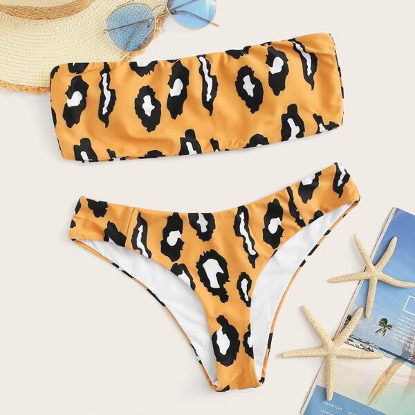 

Leopard Bandeau With Panty Bikini Set