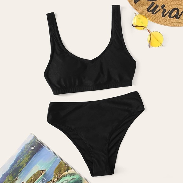 

Scoop Neck Top With Panty Bikini Set