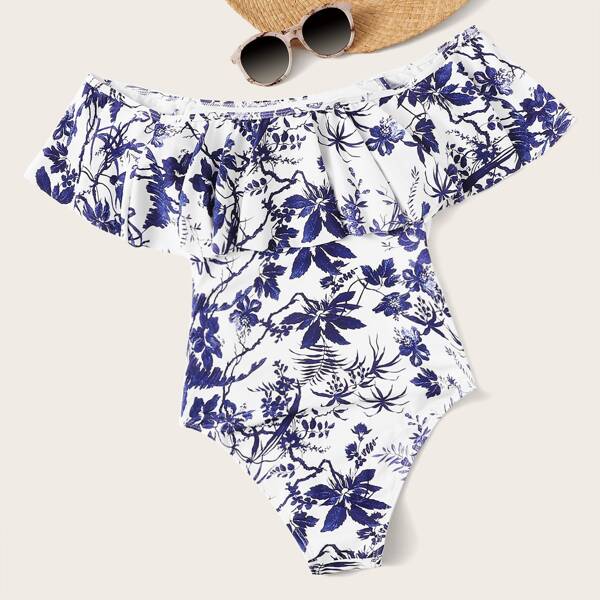 

Floral Flounce One Piece Swimsuit, Multicolor