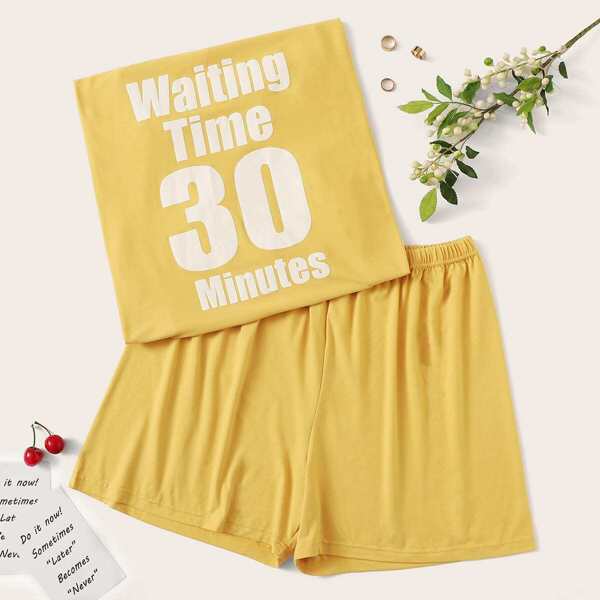 

Plus Letter Print Pajama Set