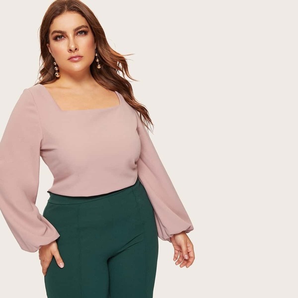 

Plus Square Neck Bishop Sleeve Top