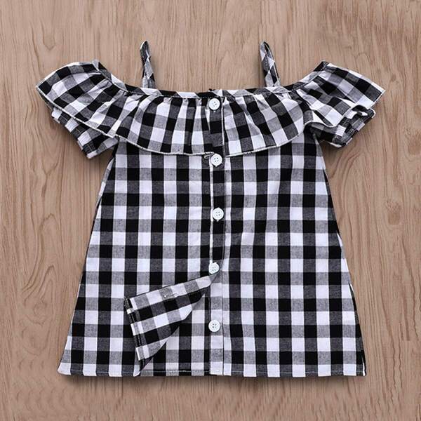 

Toddler Girls Button Front Gingham Blouse