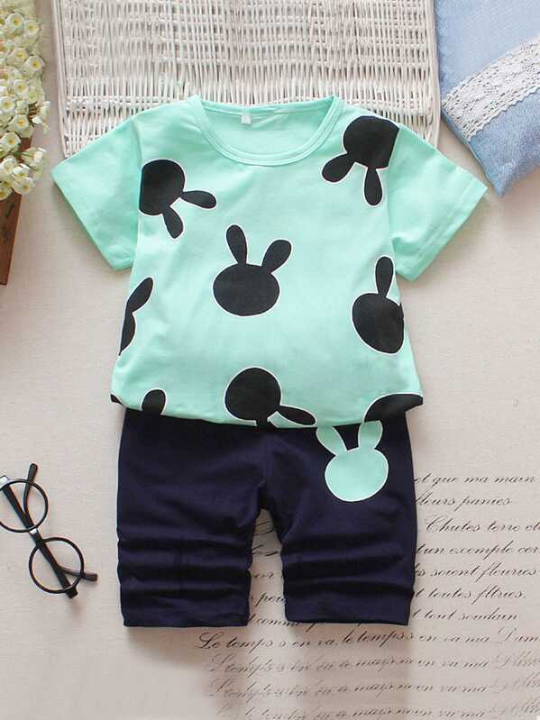 Toddler Boys Cartoon Graphic Tee With Pants, Multicolor