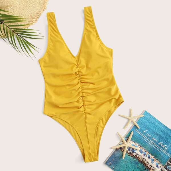 

Ruched Low Back One Piece Swimwear