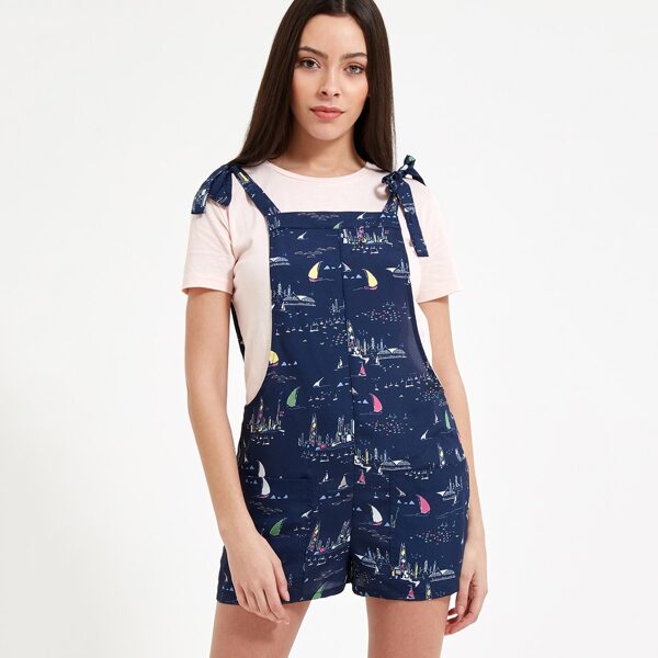 

Self Tie Shoulder Pocket Front Pinafore Romper