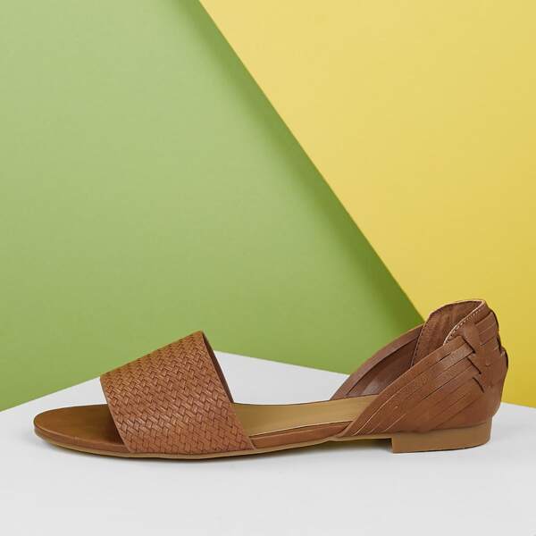 

Open Toe Basket Weave Detail Open Sides Flats