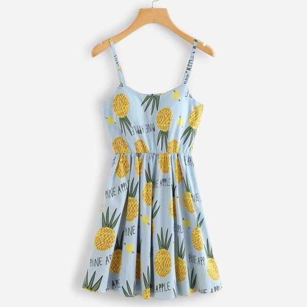 

Plus Letter And Pineapple Print Cami Dress