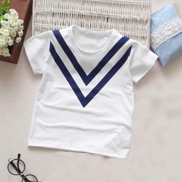 

Toddler Boys Chevron & Letter Graphic Tee, White