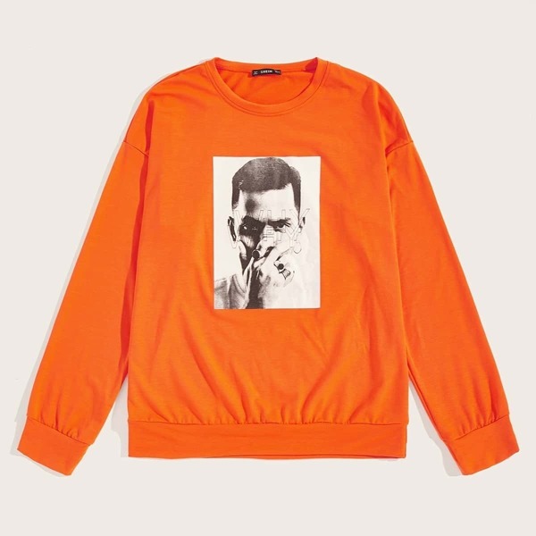 

Men Letter & Figure Print Sweatshirt