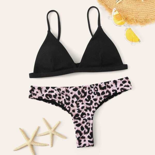 

Triangle Top With Leopard Cheeky Bikini, Multicolor
