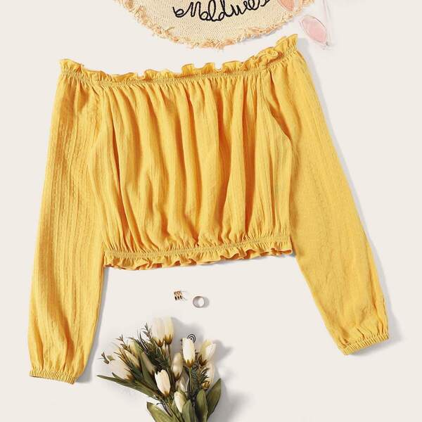 

Off Shoulder Frill Trim Top